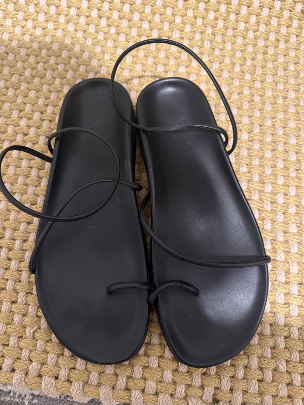 Ancient Greek Sandals Black Kansiz footbed black